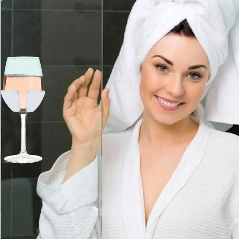 Wine Glass Holder Wall Mounted Wall Wine Glass Rack No Drill Wine Glass Holder Anti Slip Shower Caddy For Relaxation