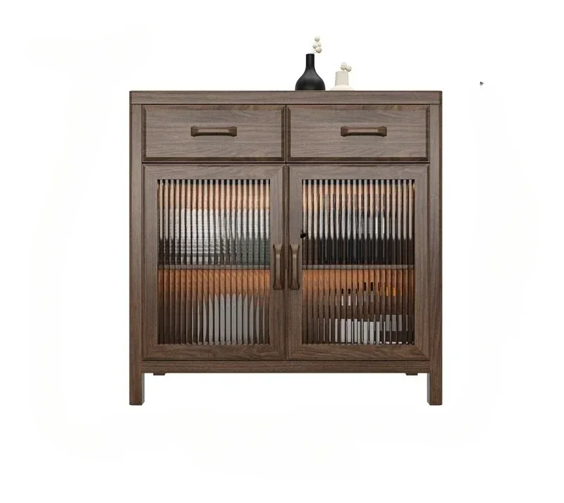 North American black walnut dining side tea cabinet Solid wood modern simple storage Storage living room side cabinet