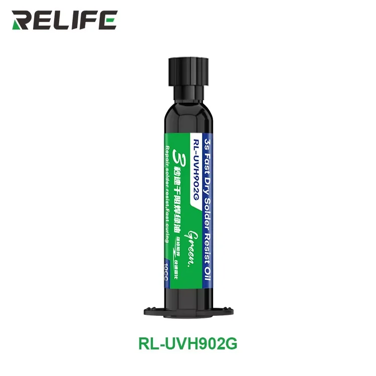 RELIFE RL-UVH902 Schnell Härtender UV-Lötmaskenöl + UV-Härtungslicht 3S Schnelltrocknungs-Kit für Handy-PCB-BGA-Kabelreparatur