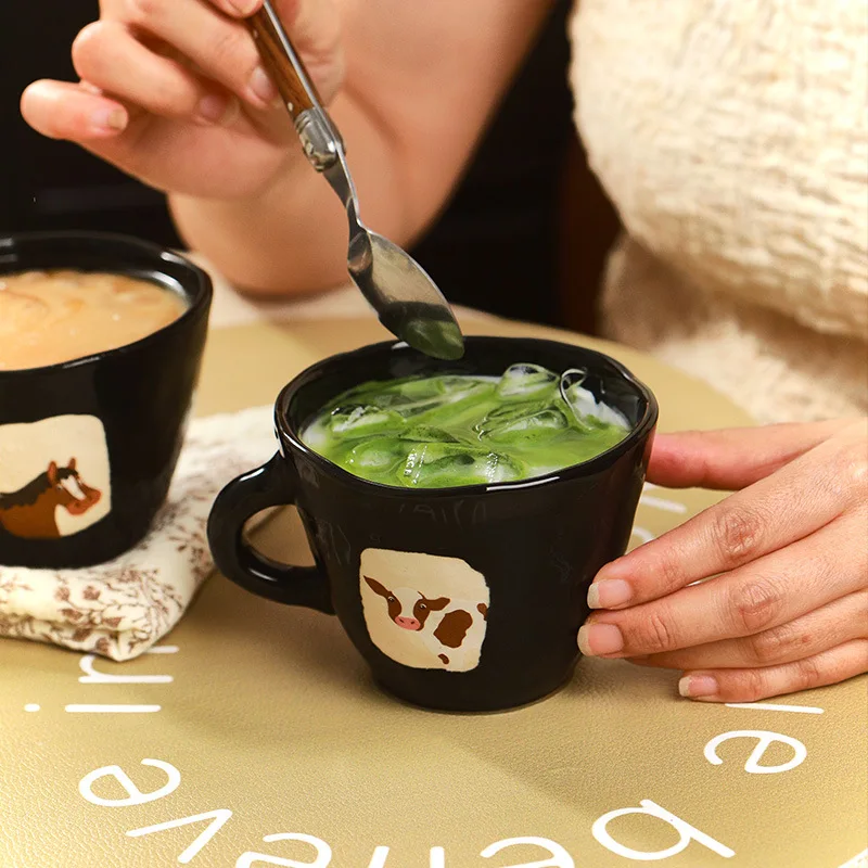 Retro Hand-Pinched Ceramic Coffee Mug - Home Use Couple's Cup for Office & Breakfast