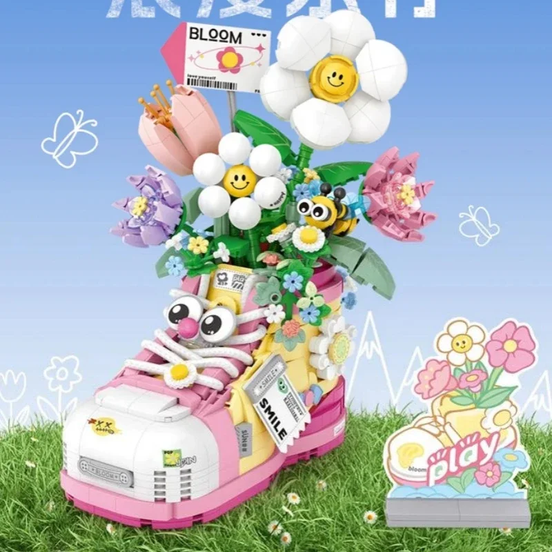 Shoes Building Blocks Splicing Toys Small Particles Everlasting Flower Creative Fun Desktop Ornaments Model Collection Gift