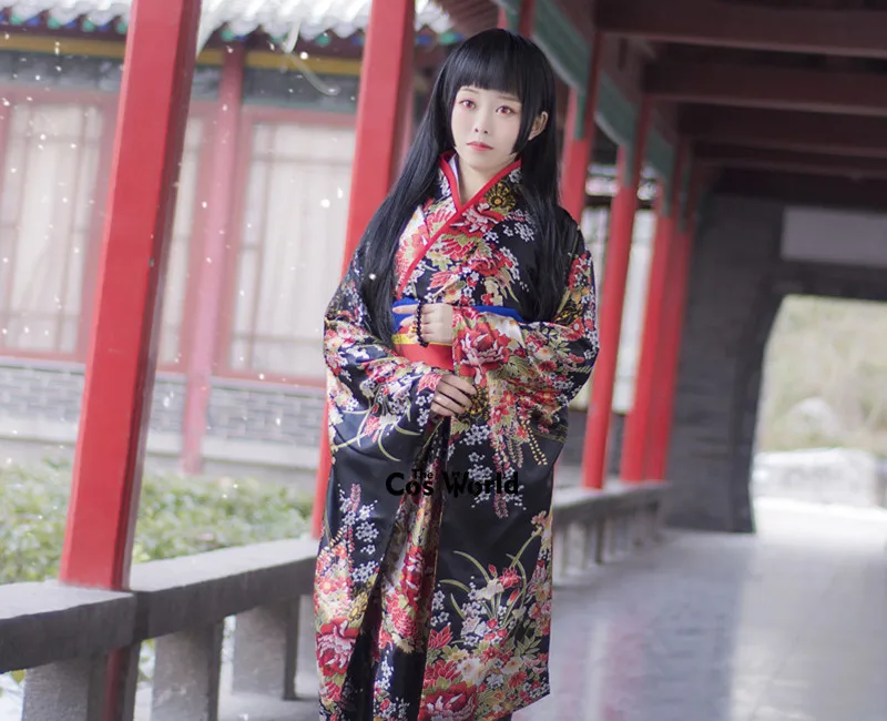 S-5XL Japanese Jigoku Shoujo Enma Ai Kimono Yukata Outfits Anime Cosplay Costumes