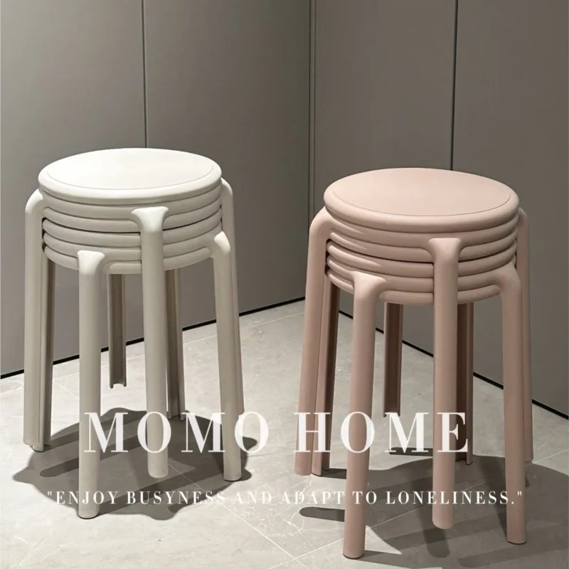 MOMO Scandinavian Stool Super Thick Sedentary Comfortable Round Stool Creative Leisure Stackable Living Room Bench Stackable