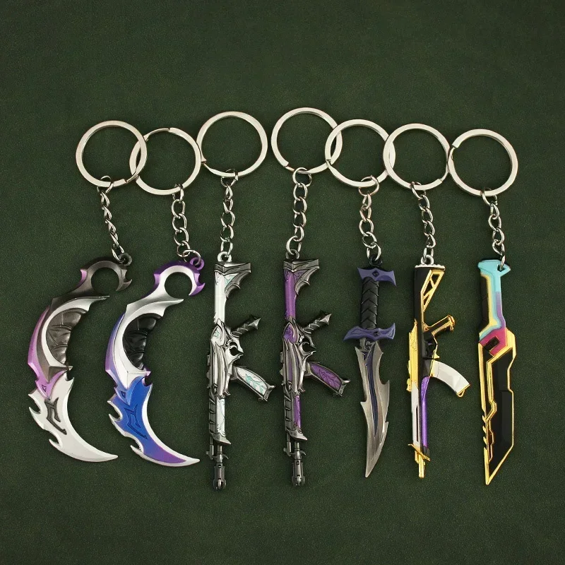 Valorant Weapon Keychain Reaver Karambit Vandal Prime Champions Skins Samurai Sword Pocketknife Weapon Model Gifts Toys for Boys