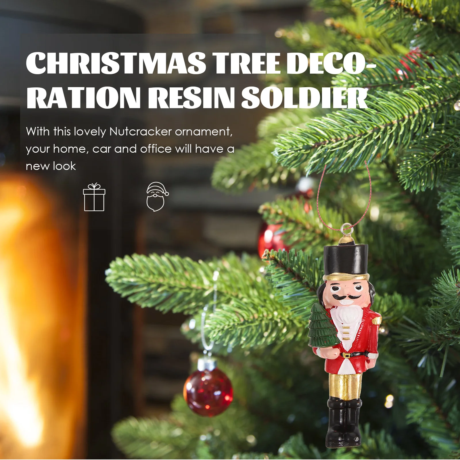

2Pcs Resin Decor Hanging Resin Nutcracker Pendant Christmas nament Toy Soldiers CD Style Home Car Office Xmas Gift