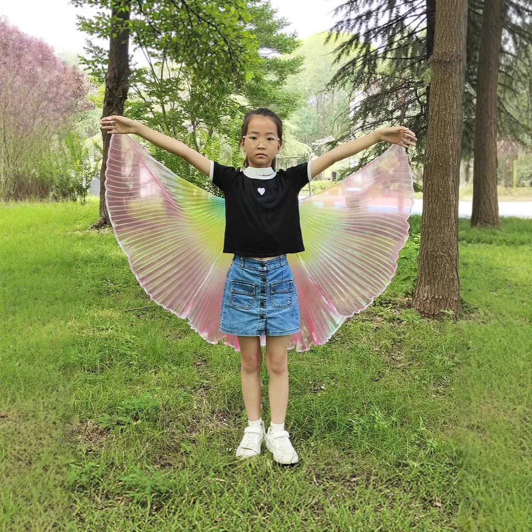 Bauchtanz Kostüm Umhang Neckholder Hand Haken Stil Laufsteg Leistung Prop Modell Flügel Drei Farbe Transparent Kinder
