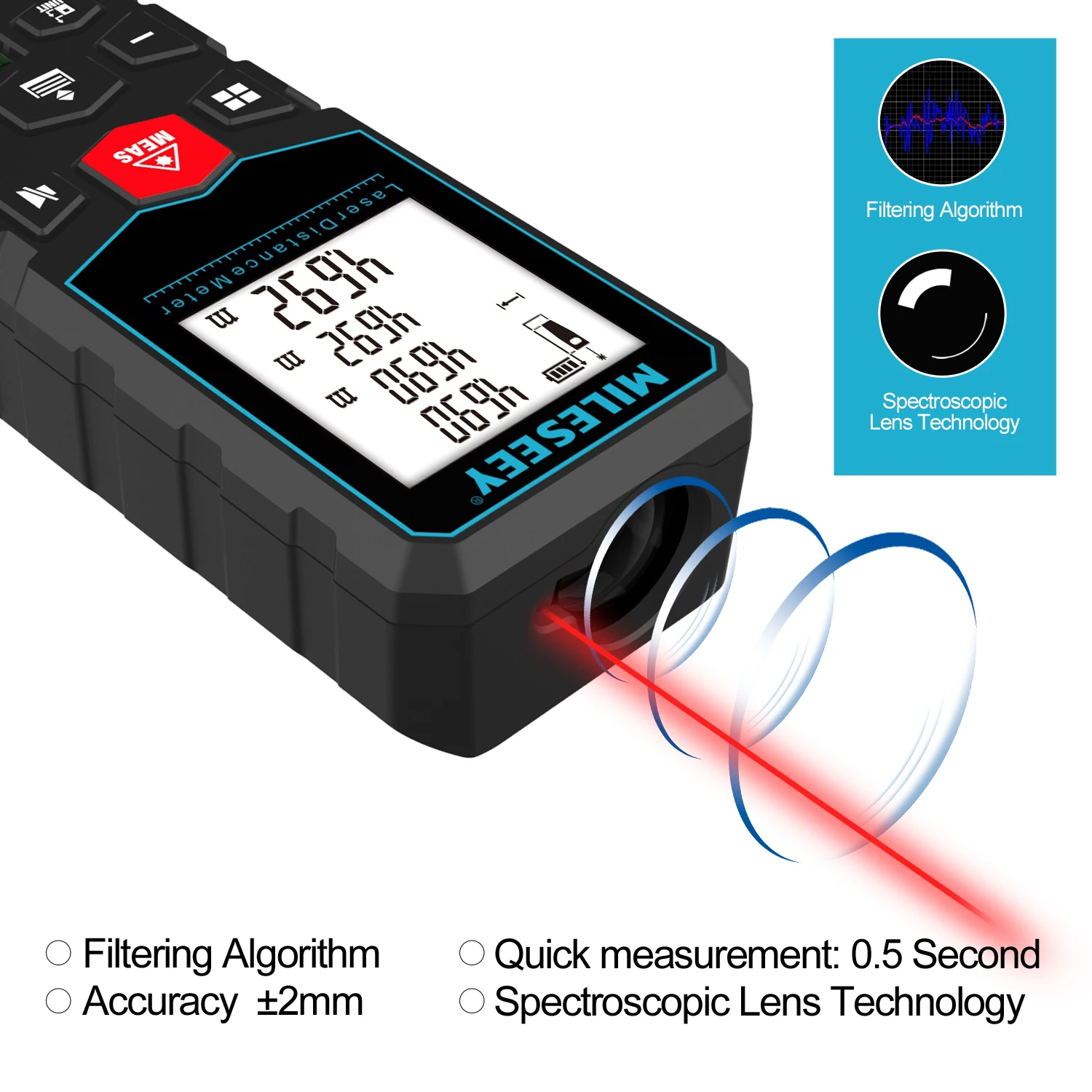 Imagem -05 - Fita Medida Laser Laser Profissional Medidor de Distância Trena Rangefinder Metro Laser Range Finder Mileseey-x5