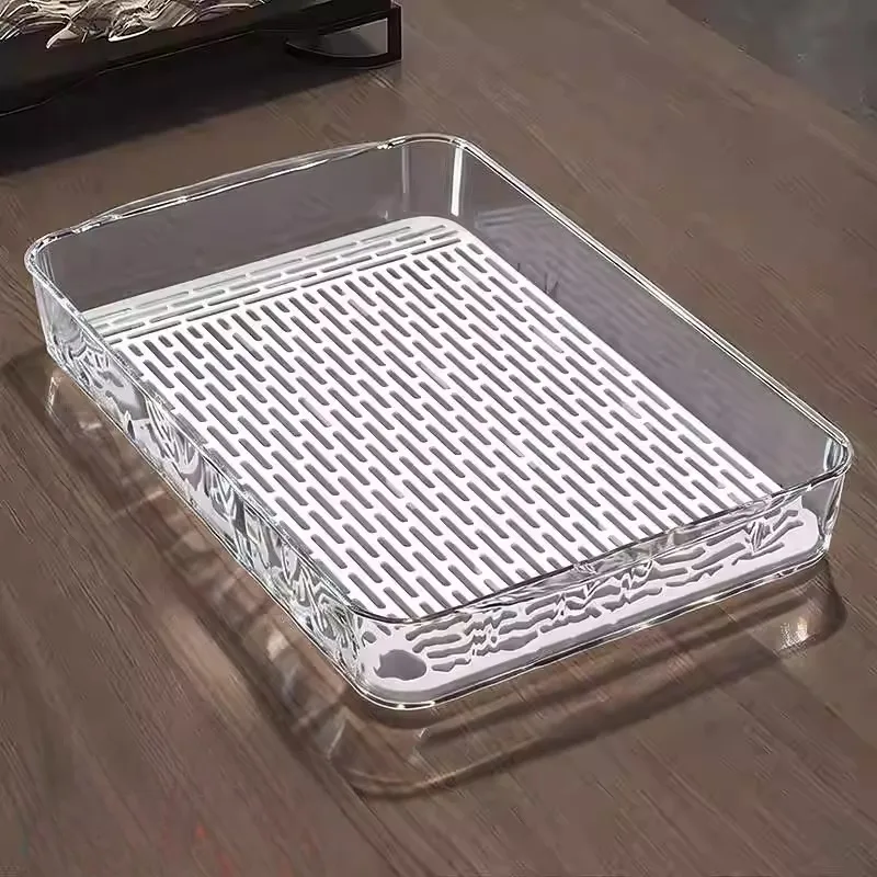 

Transparent Tea Set Tray Rectangular Fruit Plate Living Room Serving Tray Drng Ra Luxury Home Use Plastic Tray