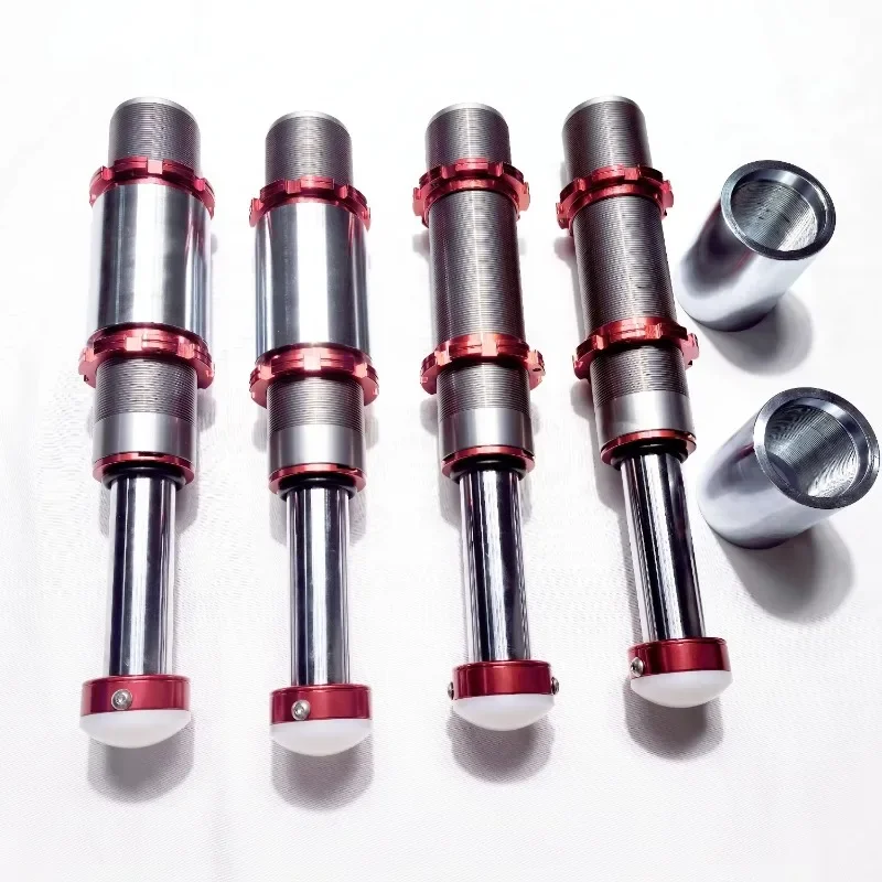 4 Pieces Adjustable 4-Inch Suspension Shock Absorber for 4x4 Off-Road Front & Rear Red Bumpstop