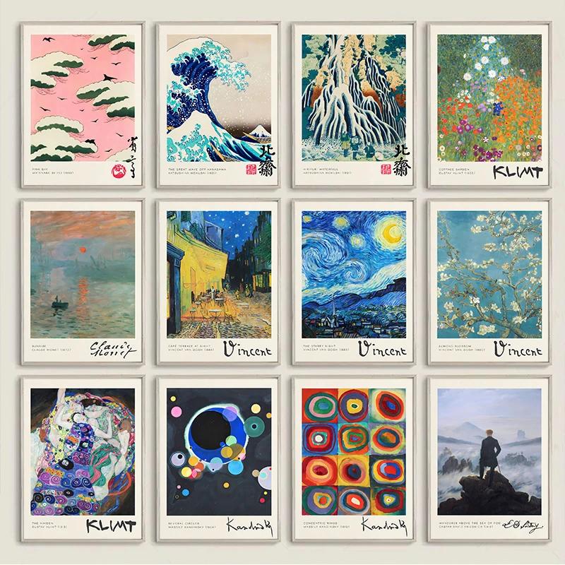 Famous Art The Starry Night Sunrise Claude Monet Diamond Painting Great Wave Off Kanagawa Poster Print for Living Room Home De