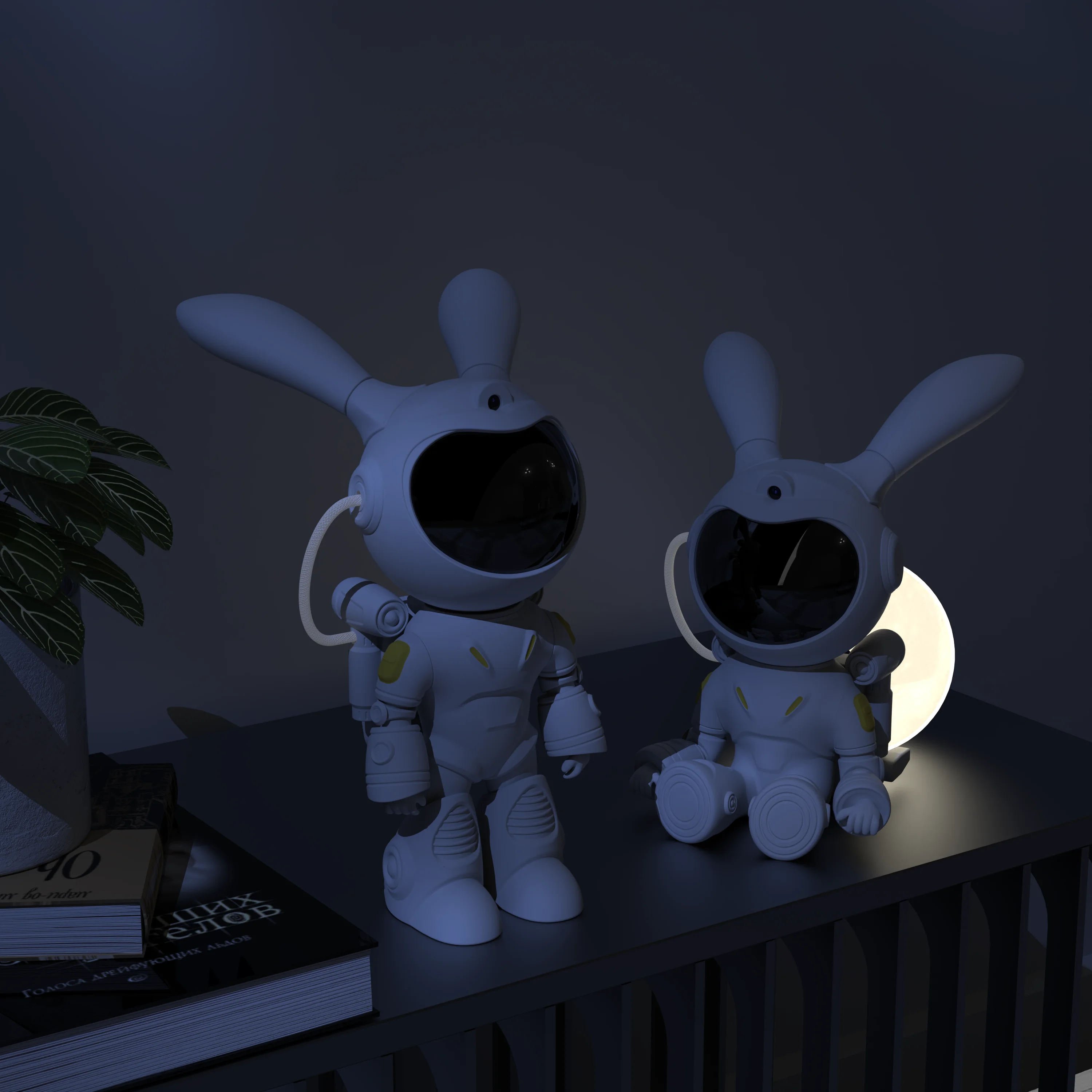 LED Rabbit Astronaut Star Projector Night Light Adjustable Remote Control Nebula Galaxy Starry Projector Lamp Kids Bedroom Decor