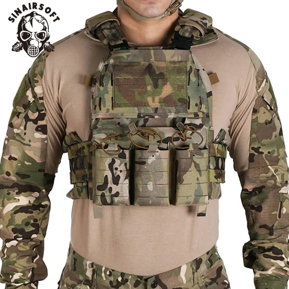SINAIRSOFT Taktischer FCPC V5 Plattenträger im Ferro-Stil, Schnellverschluss-Weste, dreifach 556-Magazintasche, MOLLE-Jagd, Airsoft-Ausrüstung