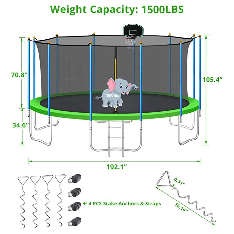 

High Sales Cheap 6-16Ft Outdoor Family Yard Big Kids Jumping Trampoline Jumping Bed Trampolinespromote sales