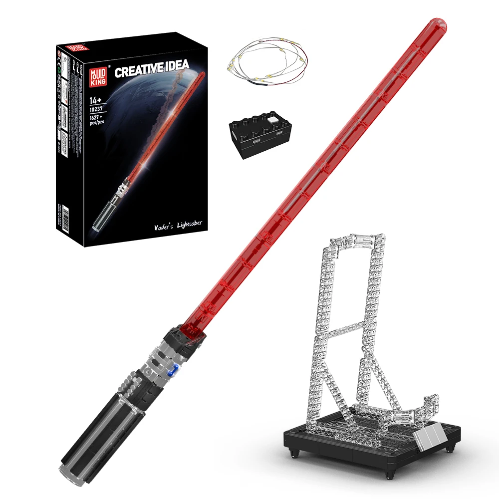 Mould King 10237 Star Movie Spielzeug Star Saber Bausteine mit LED-Teilen, Montage-Cosplay-Säbel-Bausteine, Weihnachtsgeschenk für Kinder