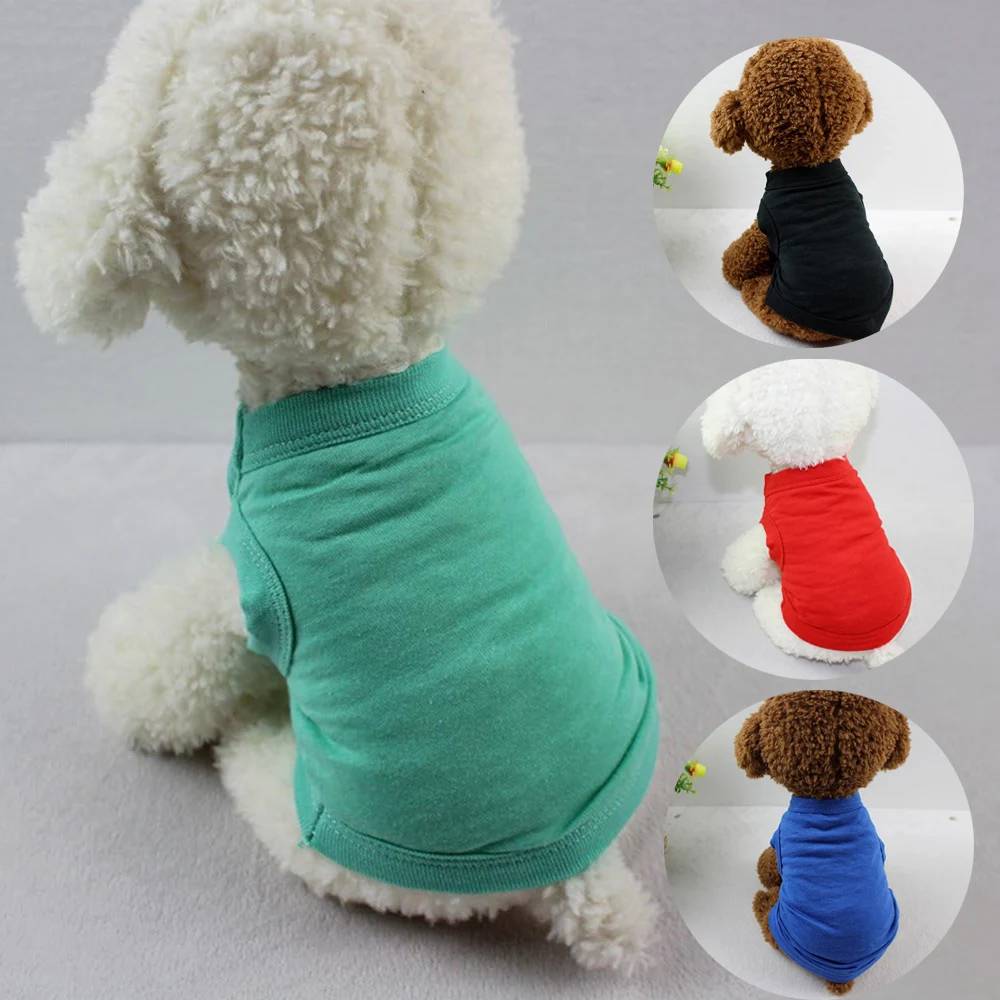 Pure Cotton Clothes for Dogs Summer Sleeveless Shirts Basic Blank T-Shirt Soft Tee Shirts for Small Dogs Male Female Dog Apparel