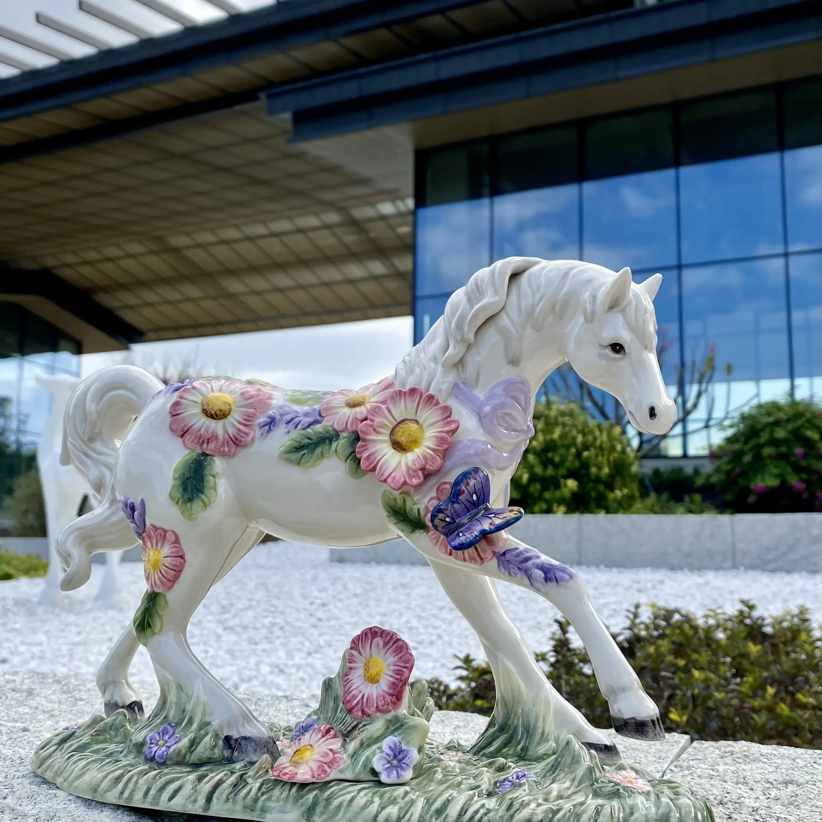 

Ceramic Horse Sculpture for Home Decor, Porcelain Animal Figurines, Living Room Ornament, Garden Crafts