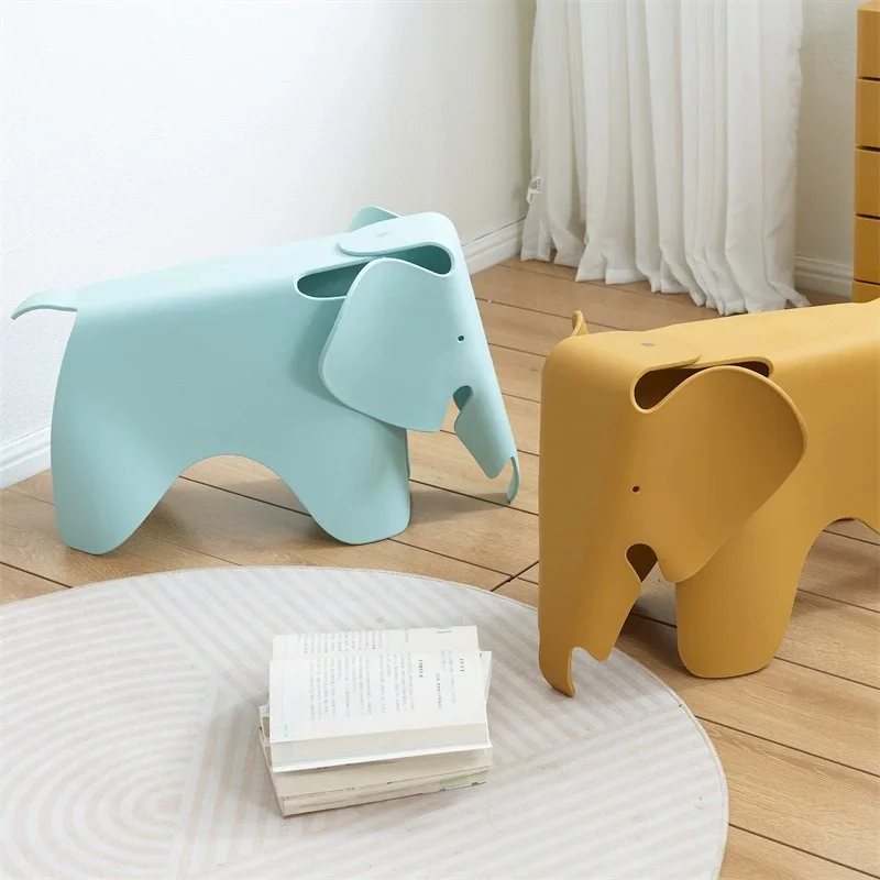 Nordic Animal Shape Elephant Plastic PP Low Stool Ottoman Chair