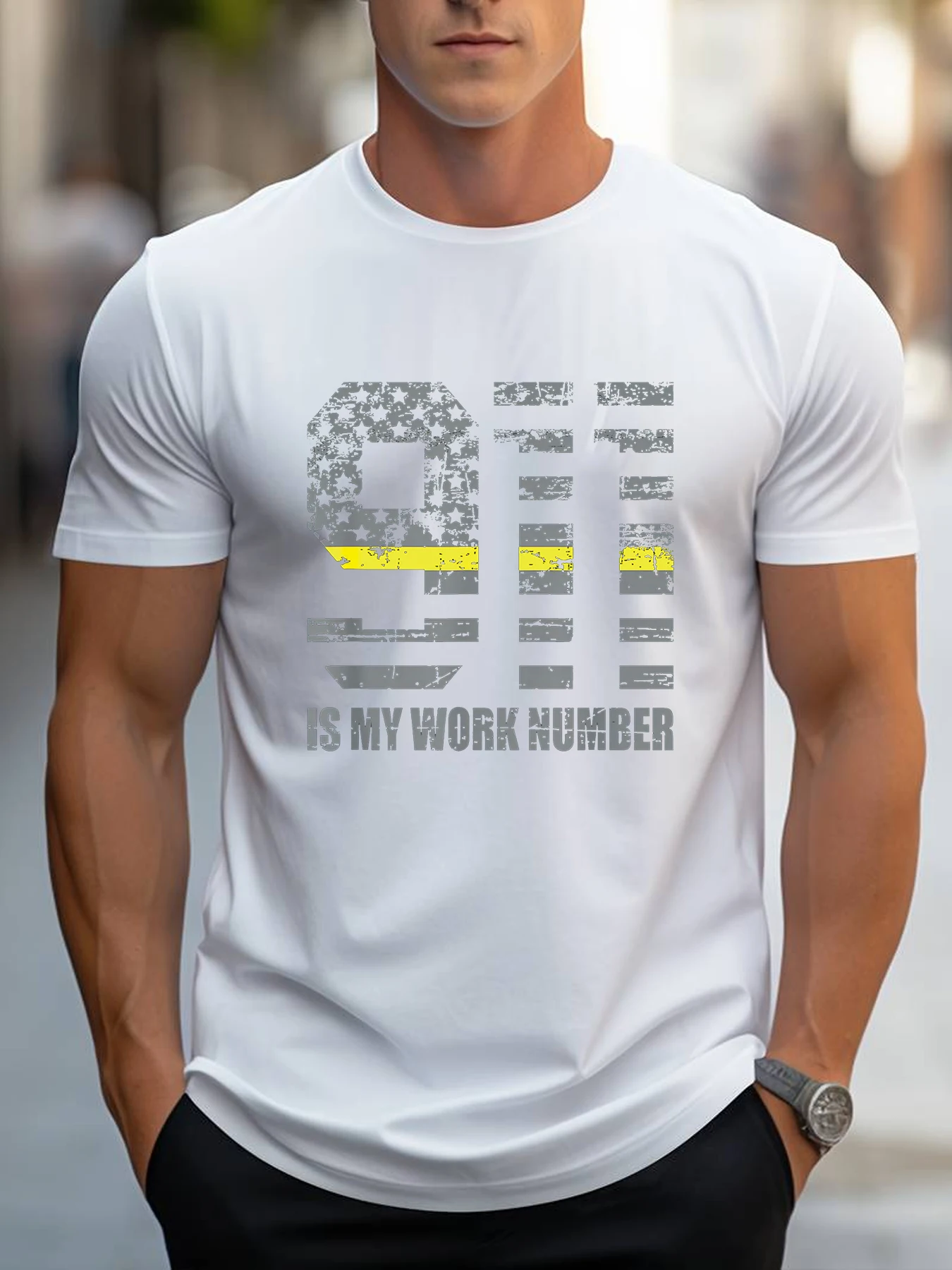 

Summer Hot Sell Mens T-Shirt 911 Is My Work Number Printing New Black Harajuku Fashion Man t Shirt Cotton Round Neck Tee Tops