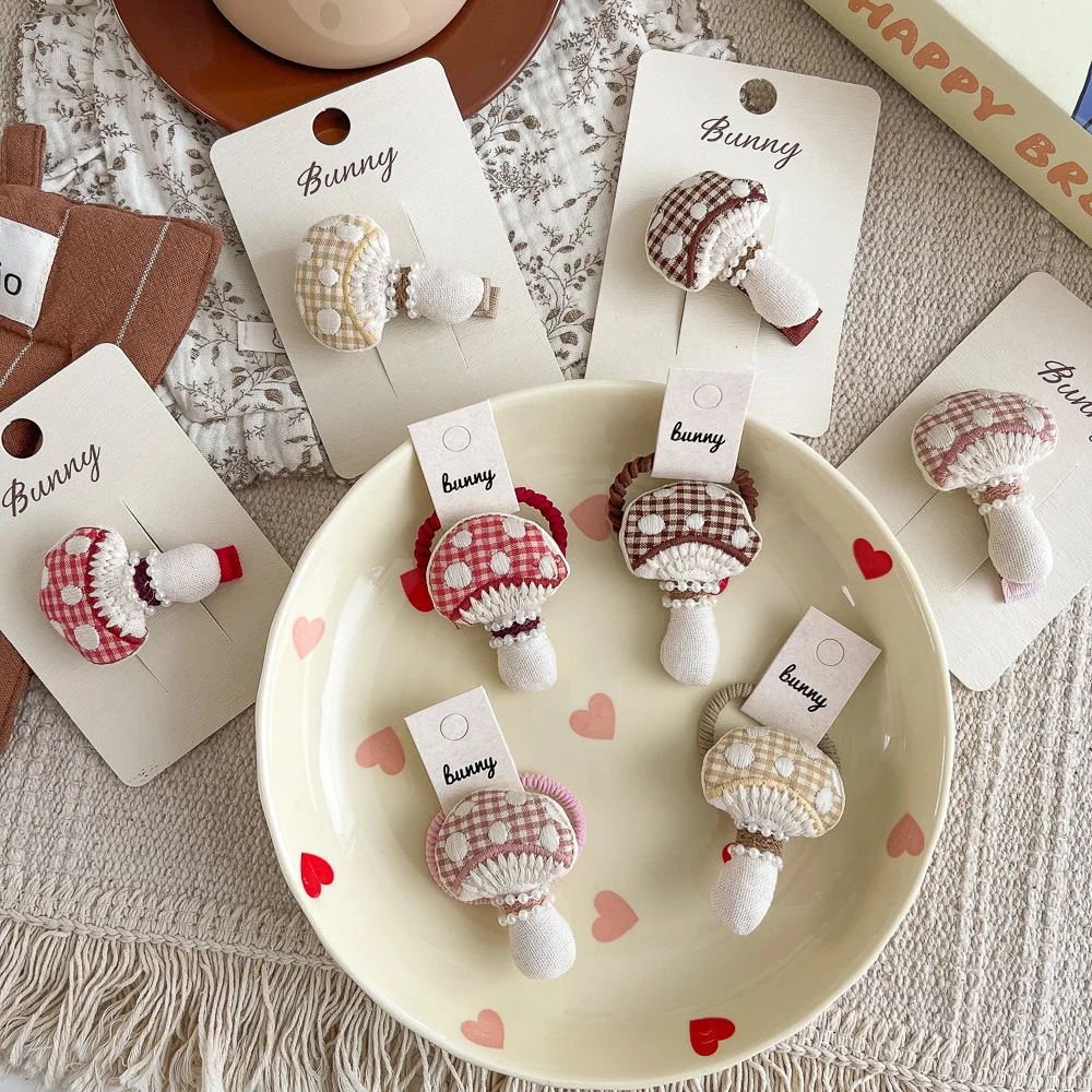 منقوشة الفطر دبوس الشعر هيرباند الأطفال إكسسوارات الشعر الكرتون تنوعا الطفل ذيل حصان هيرباند كسر