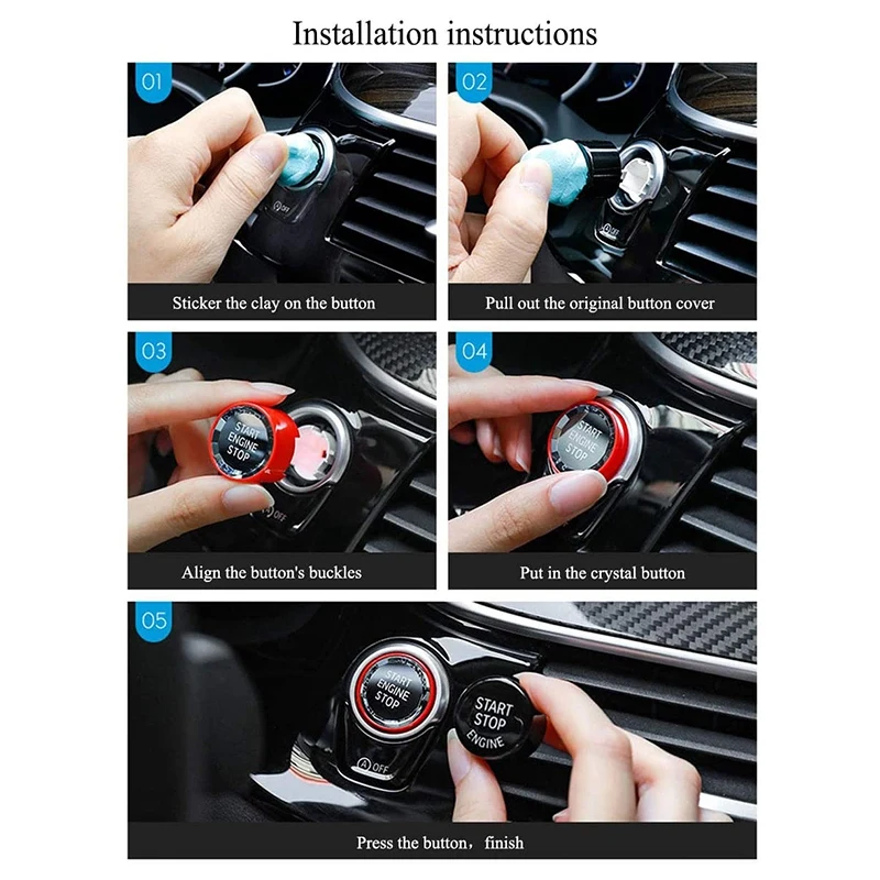 ENGINE START STOP Switch Button Sticker for BMW 1 2 3 4 5 6 7 Series F20 F21 F22 F23 F30 F34 F10 F18 F12 F07 F01 Black