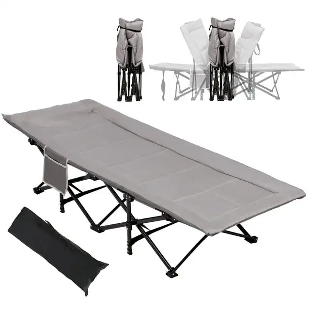 

Cuna De Camping Plegable Con Tapete Para Adultos, Cama Exterior Resistente Con Bolsa De Transporte