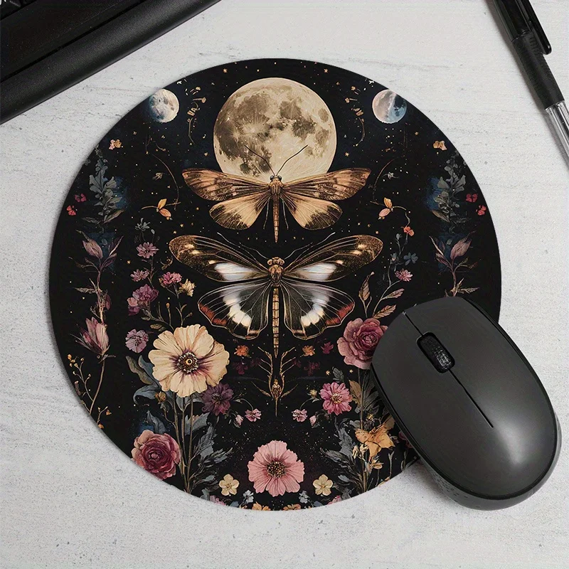 

Mousepad with moon and butterfly prints durable texture, waterproof rubber and anti-slip properties is suitable for office study