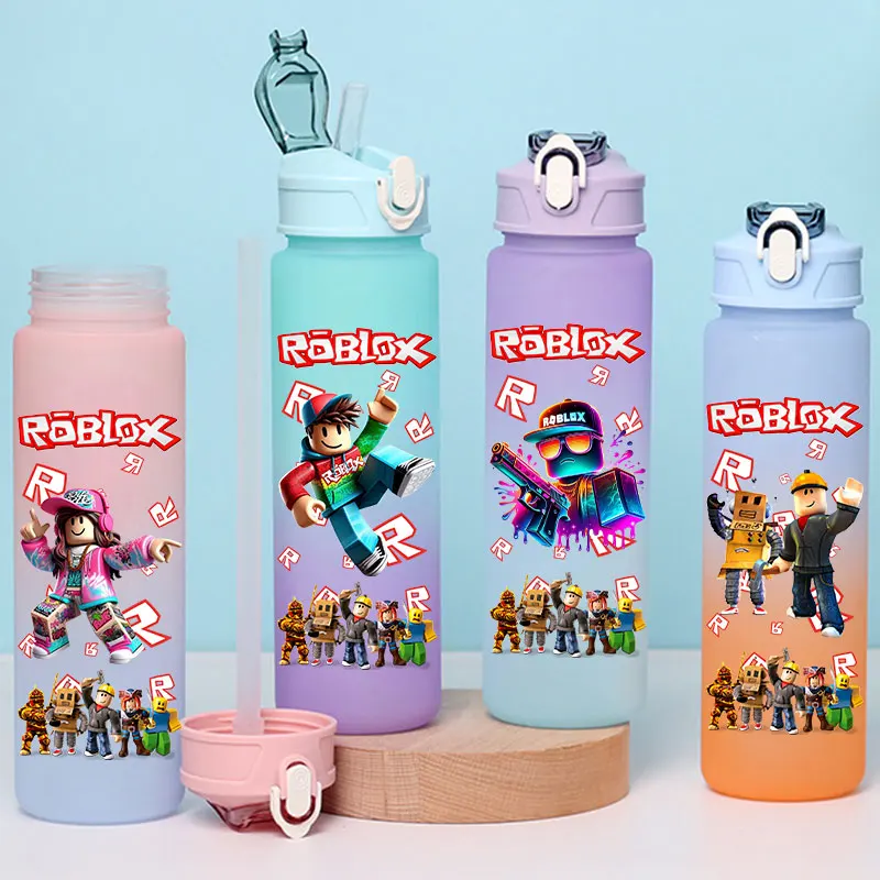 

Бутылка для воды с градиентным цветом Roblox, 750 мл, большая емкость, для кемпинга, спорта, игр, пластиковая, подарок для студентов