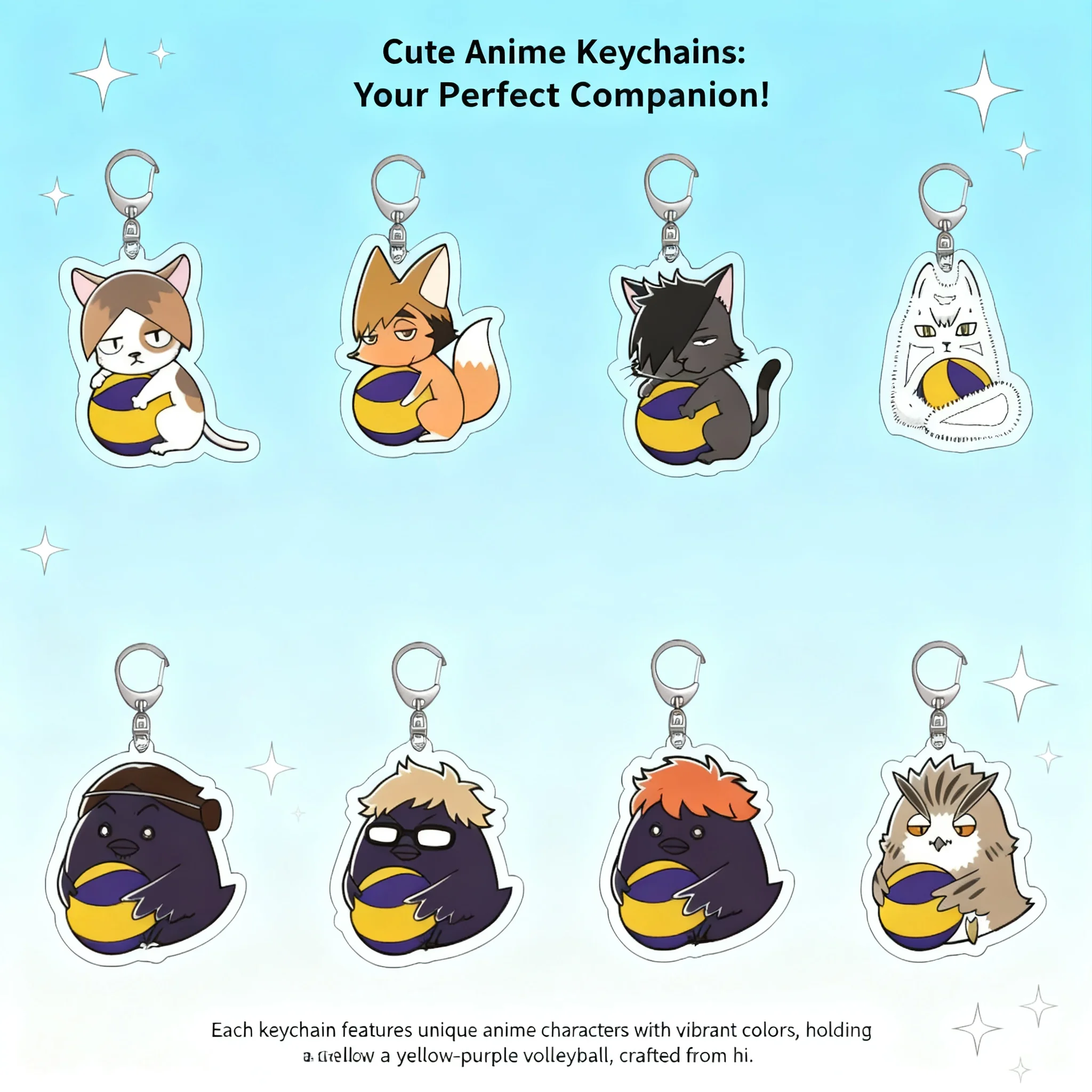 Llavero de anime Haikyuu, colgante acrílico de Hinata Shoyo y Kageyama Tobio, amuleto de Hinata Shoyo, mercancía para fans