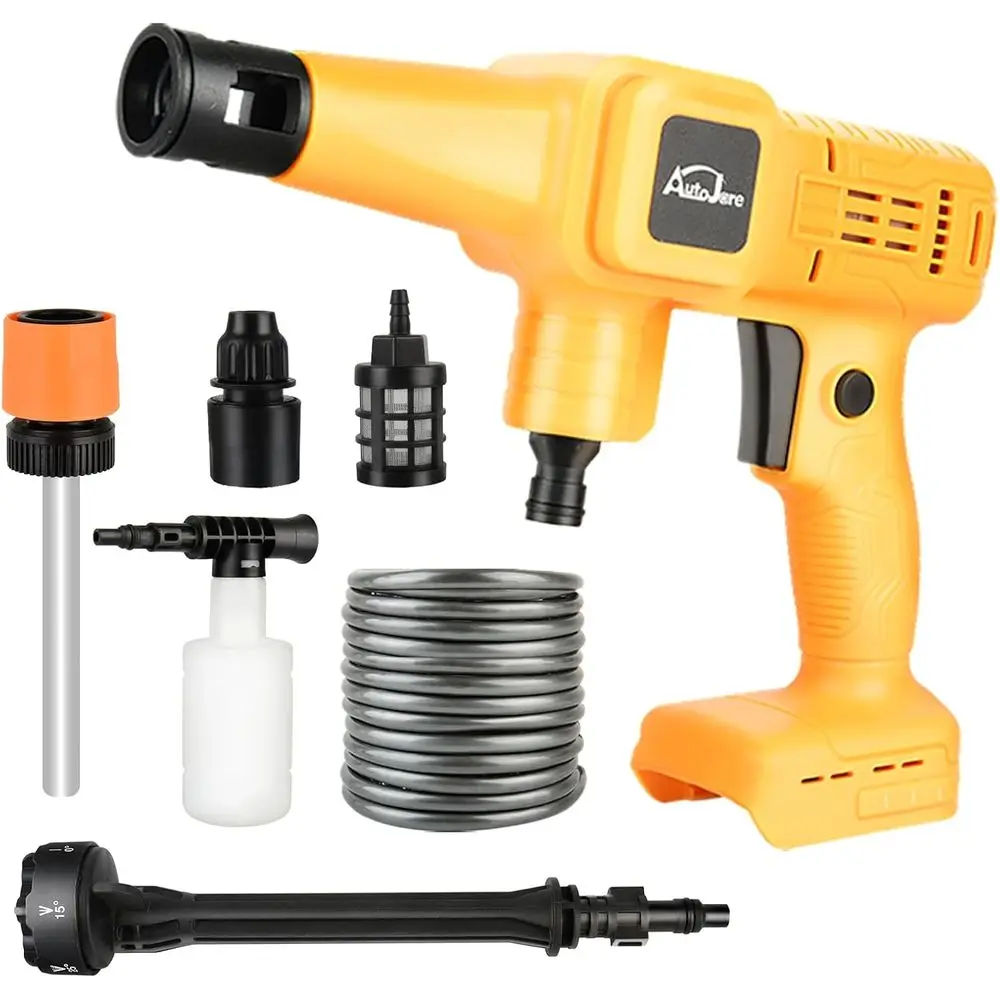 

Беспроводная мойка высокого давления 20В, 880 PSI, портативная, с насадкой 6 в 1, шлангом для воды, для автомобиля, сада, пола, забора