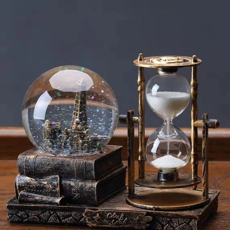 

Retro crystal ball hourglass timer creative ornament wine cabinet living room home decoration