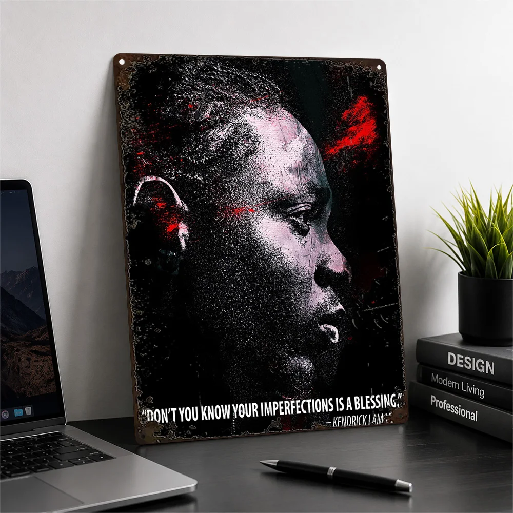 Kendrick Lamar Profile With Quote Aluminum Poster Duotone Wall Art For Bedroom Personalized Metal Sign Hip Hop Fan Gift Idea