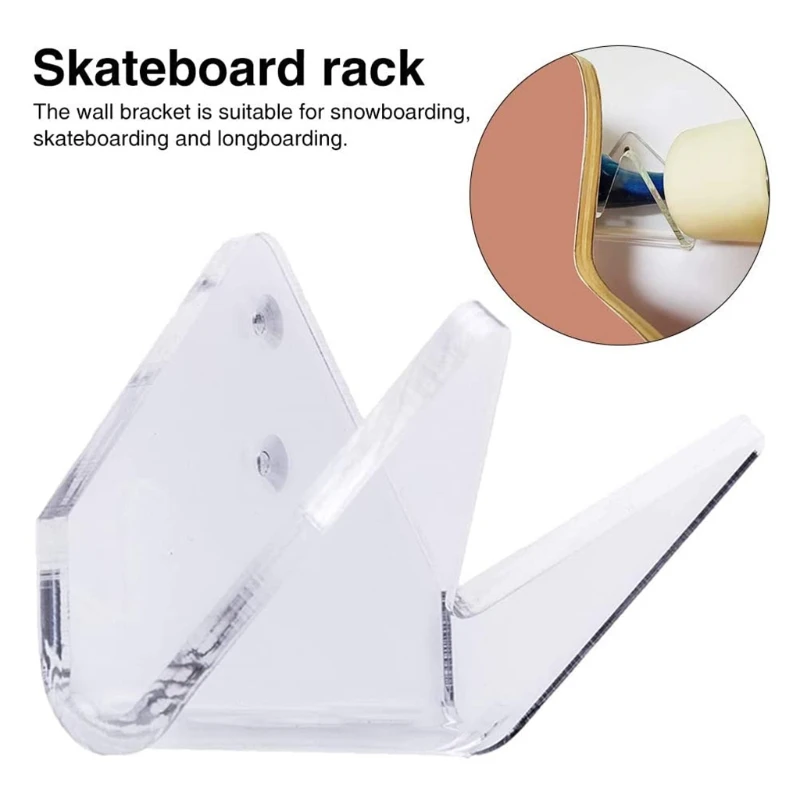 Skateboard Wall Mount Rack Acrylic Deck Skate Scooter Skateboards Wall Holder Display Stand Hanger