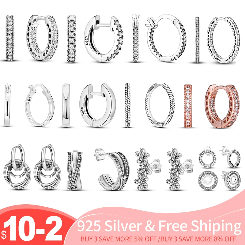 Hot 925 Sterling Silver Hoop Earrings Original Certified Silver Earrings For Girls Small Hoop Earring 2022 Ear Piercing Piercing