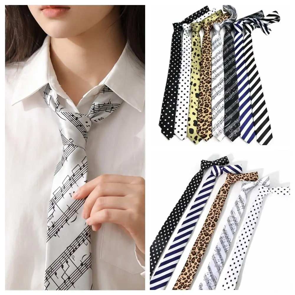 Clothing Decoration Korean Striped Tie Stripe Leopard Print Shirt Tie Decoration Y2K Long Polka Dot Ties Performance