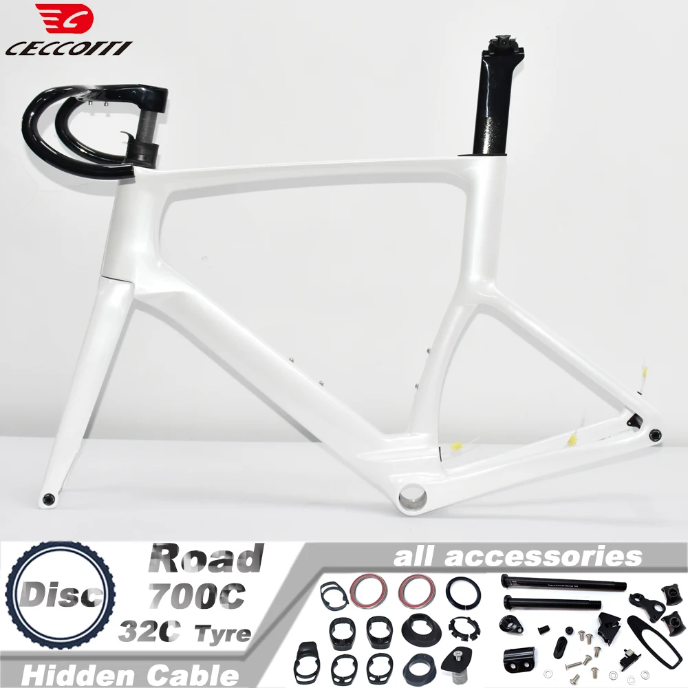 CECCOTTI RF26 Model DIY Color Carbon Frame T47BB Road Bike Frame With Disc Brake And Full Inner Cable Bicycle Frameset