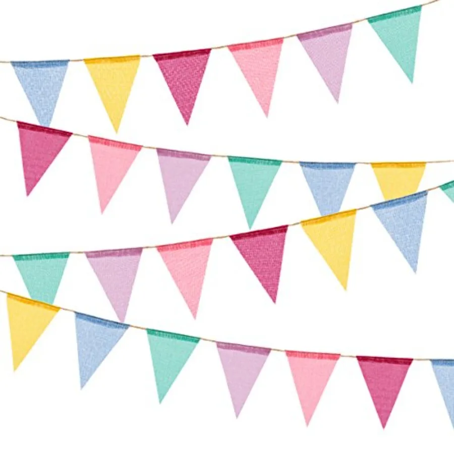 Multicolor Imitated Burlap Pennant Banner for Parties
