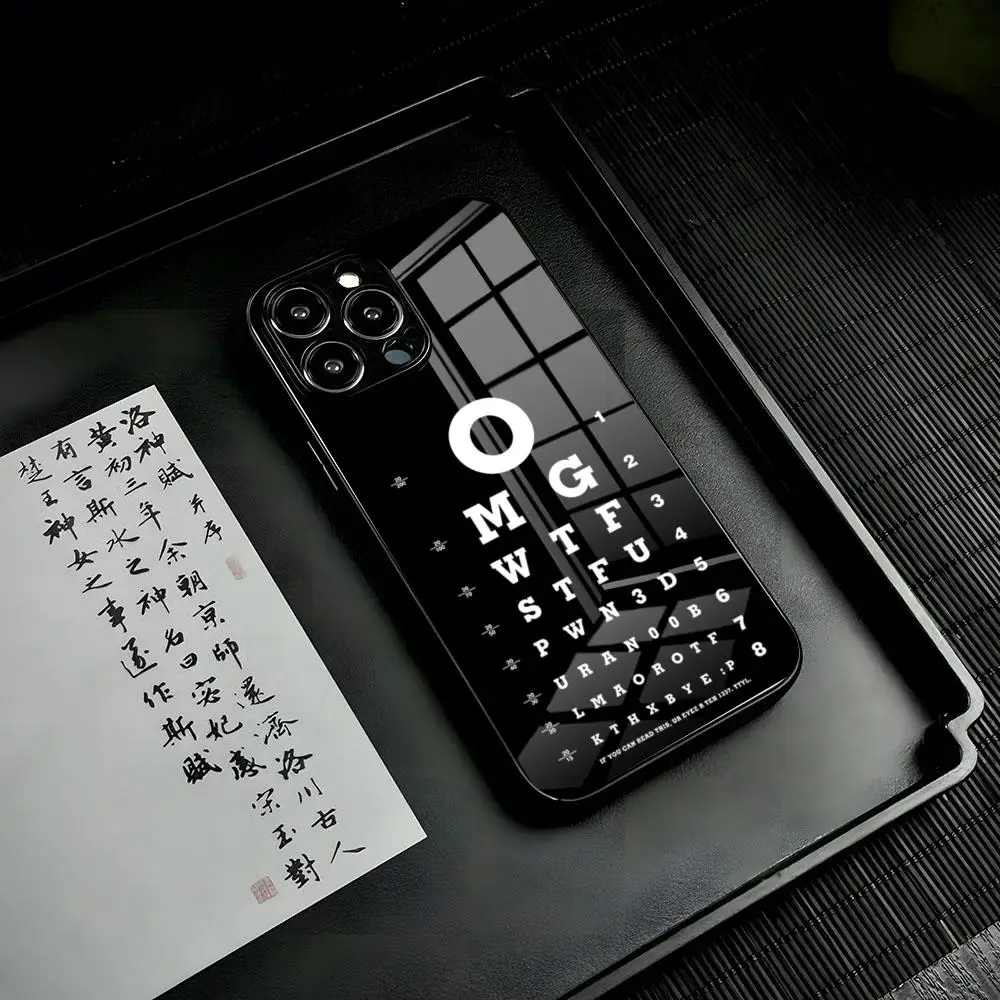 Medical Eye Vision Chart Phone Case for Iphone 15 13 12 14 11 Pro Max Mini X Xr Xs 8 7 Puls 6 glass cover