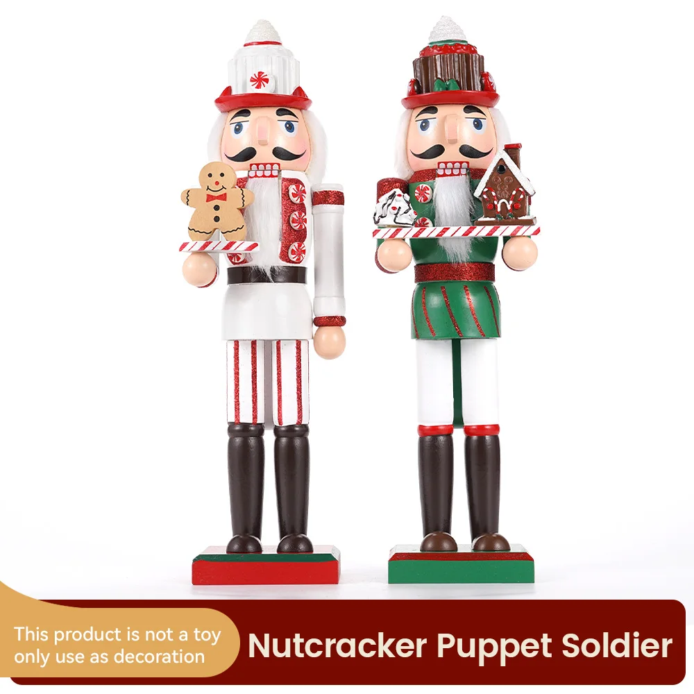 Enfeite De Quebra-Nozes De Madeira De Natal, Homem De Gingerbread, Soldado, Boneca De Artesanato, Decoração De Casa Desktop, Série Chef, 36cm