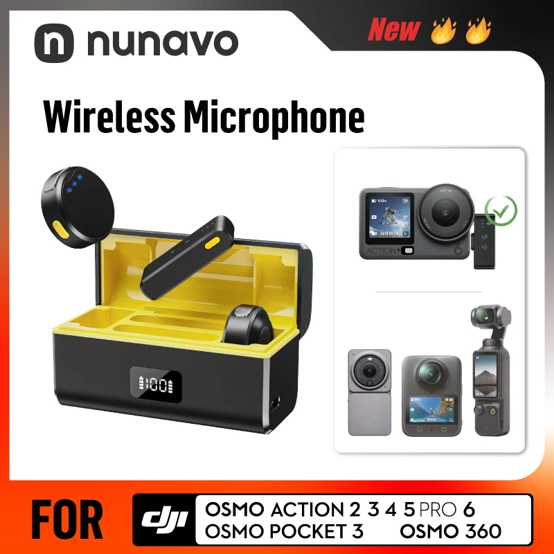 

wireless microphone mic magnet clip for DJI OSMO 360/pocket3/action6/5pro camera mic audio no need mic adapter camera Accessory
