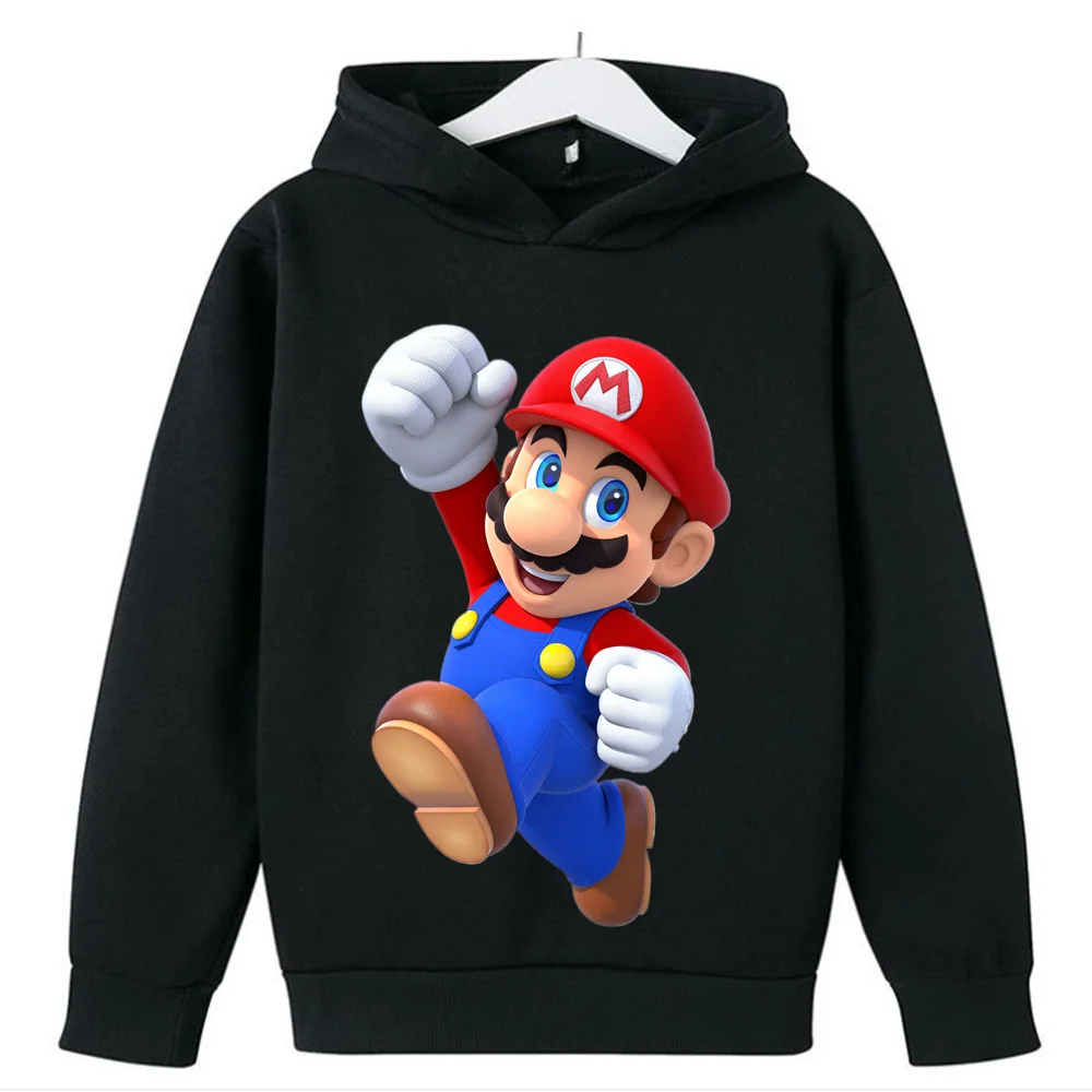 2024 Summer Super Mario Bros Hoodies Long Sleeve Hip Hop Cool Breathable Casual Children Teen Identical Cotton Casual Hoodies