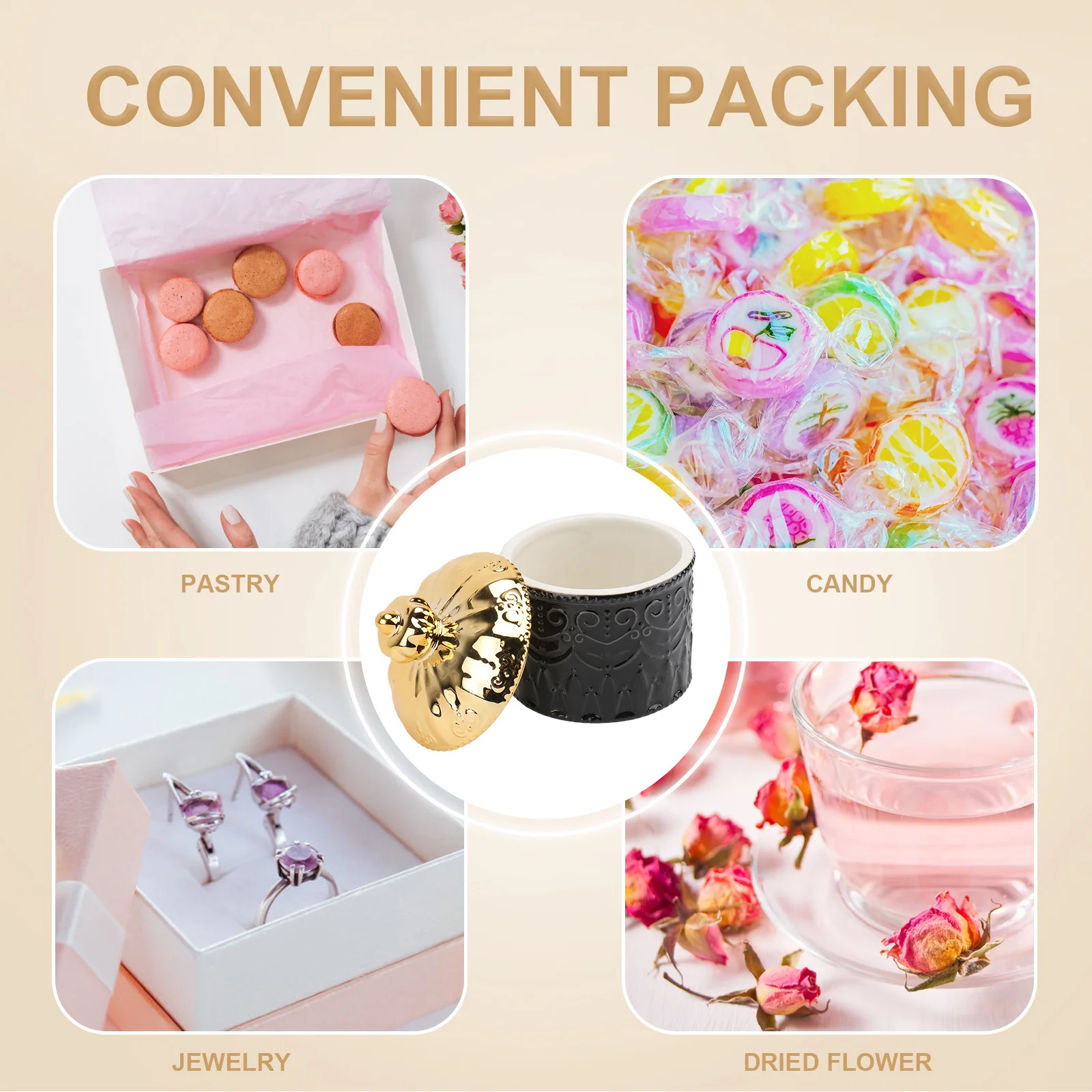 

1pc Ceramic Jewelry Box Premium Gift Wrapping Storage Case For Candies Biscuits Necklaces Wedding Party Vintage Pottery Sundry