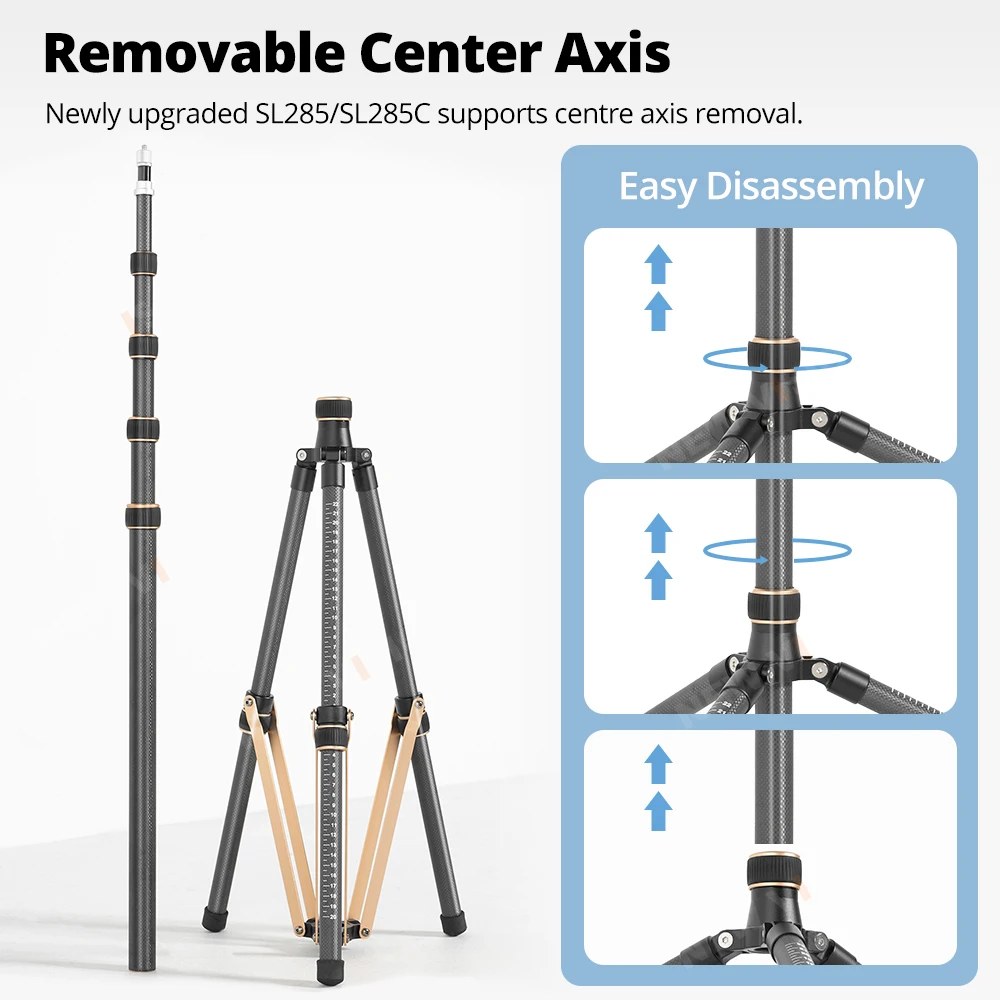 QZSD LS-255 Reverse folding light stand Photography outdoors Portable tripod 2.2m aluminum alloy Carbon fiber light stand