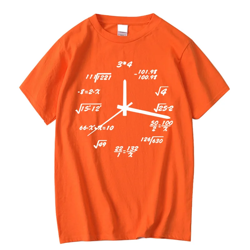 XINYI męska koszulka 100% bawełniany swobodny zabawny zegar matematyczny nadruk letni luźny dekolt z okrągłym dekoltem dla mężczyzn krótki rękaw T-Shirt męska bluzka