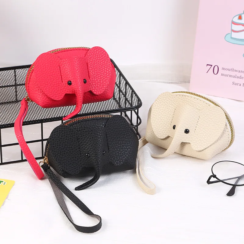 Creative cute elephant clutch bag lipstick change bag pu leather lady compact