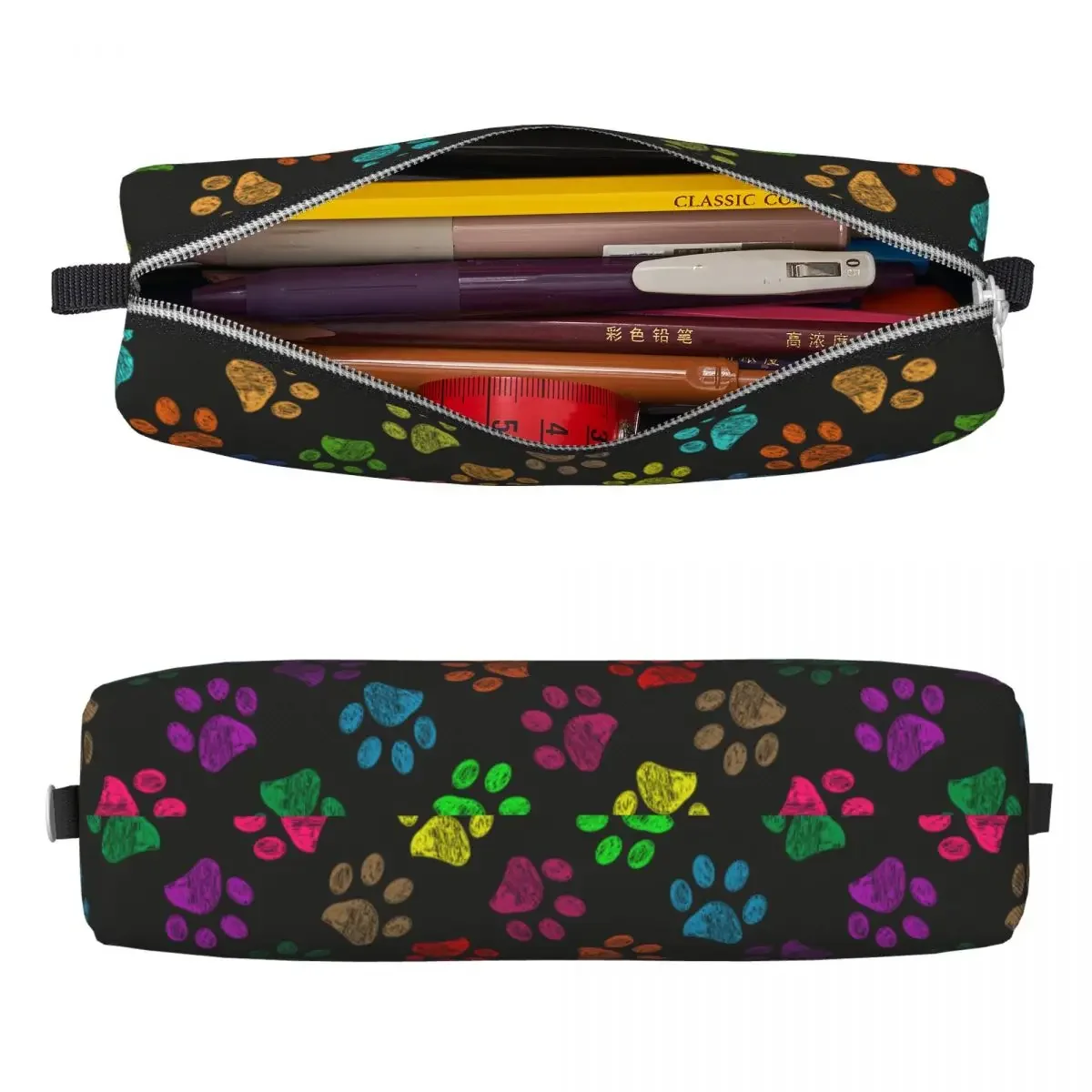 Colorful Dog Paw Animal Foot Prints Pencil Cases Pen Bags Student Large Storage Office Cosmetic Pencilcases