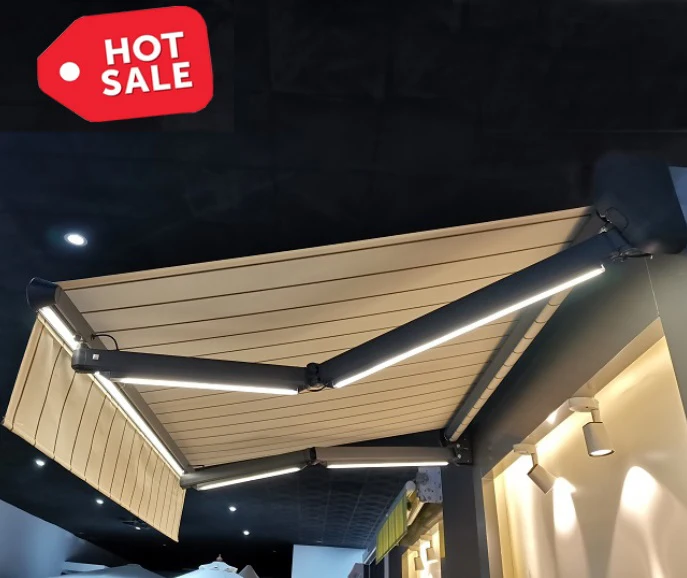 Outdoor  Electric Customized Size Aluminum Awning Patio Awning Supplier Garden Big Size Retractable Awning Factory