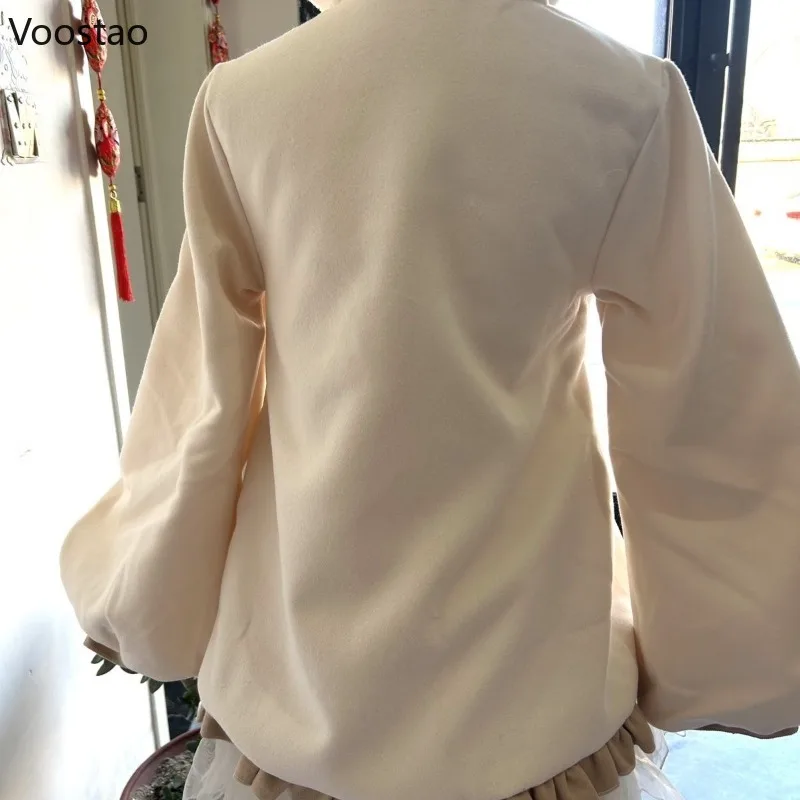 เสื้อคลุมฮู้ดสไตล์โลลิต้าญี่ปุ่น น่ารักหวานแหวว อุ่นสบาย แฟชั่นสำหรับผู้หญิง แจ็คเก็ตฤดูใบไม้ร่วง สไตล์ Y2k พร้อมโบว์  คาร์ดิแกนลำลอง