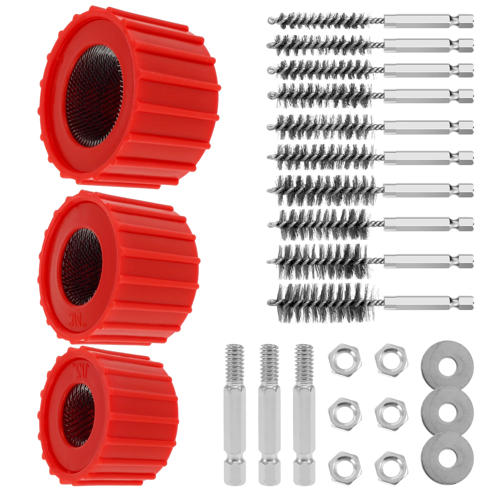 Limpiador de tubos de cobre de 1/2 3/4 y 1 pulgada para taladro con limpiadores de tubos de 8-19mm, cepillo, cerdas de alambre de acero inoxidable para fontaneros