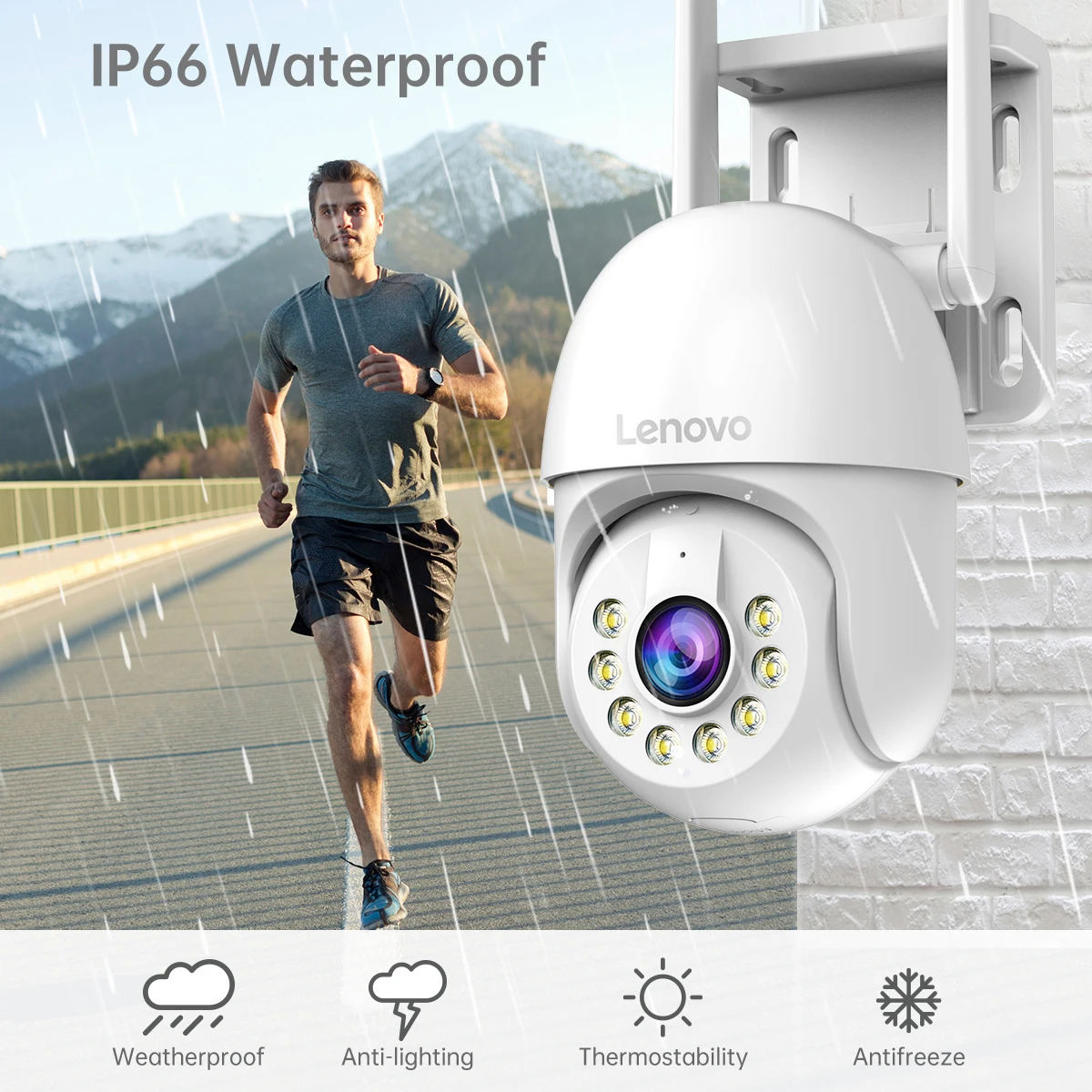 Lenovo 3MP PTZ IP Camera 5X Zoom Outdoor Auto Tracking WiFi CCTV Camera ONVIF Wireless Security Cameras Video Surveillance