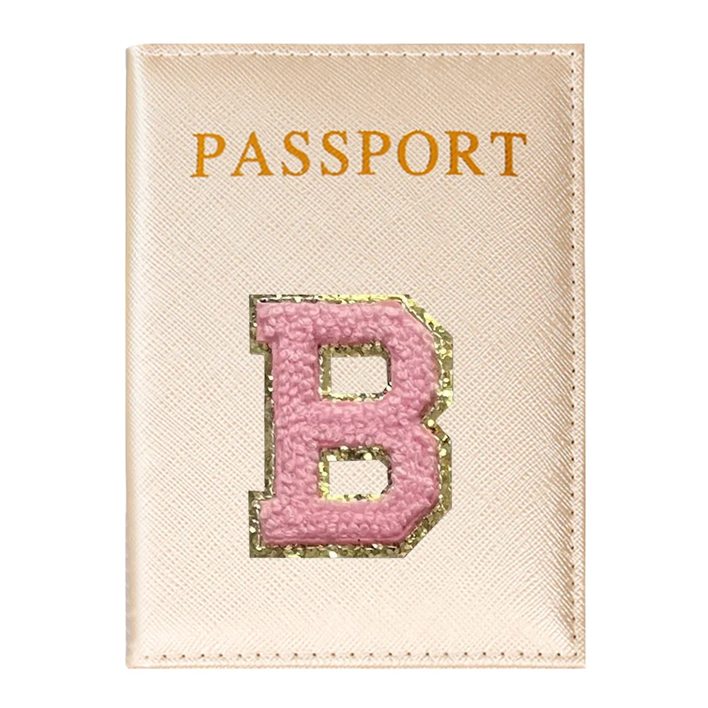 Passport Cover Women ID Bank Card Address Holder Bundle Pink Letter Series Travel Accessories PU Leather Passport Case Wallet